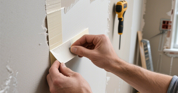 Corner bead taped at an inside drywall angle