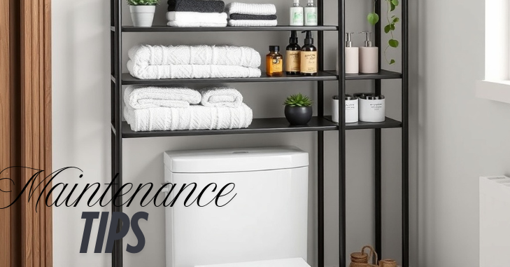 Ladder-style storage rack framing a bathroom toilet