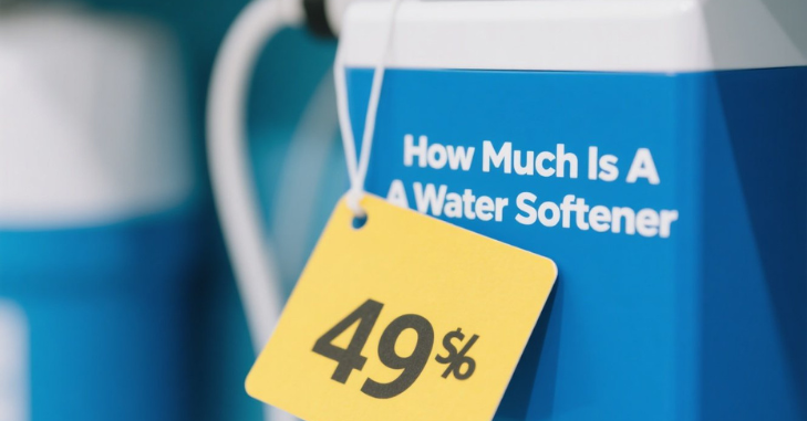 Whole-house salt-based water softener installed next to a brine tank