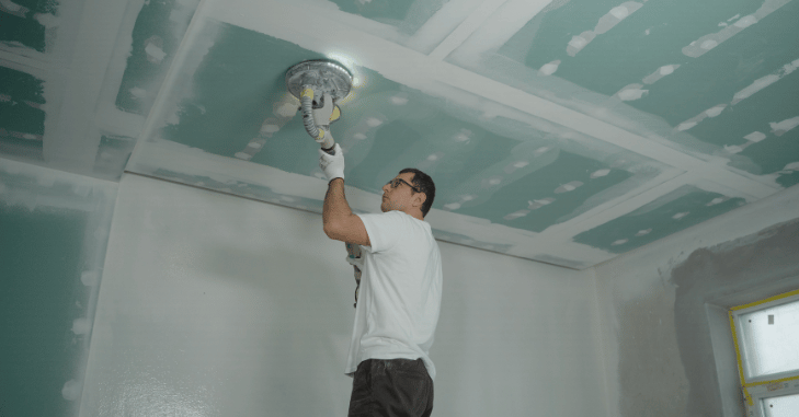 Hung drywall panels ready for taping and finishing