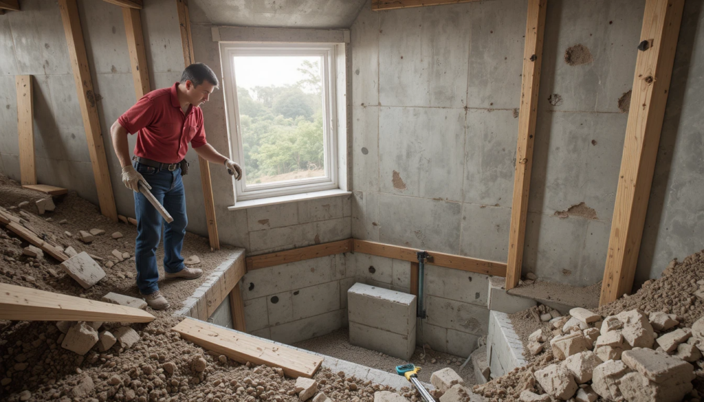 Excavating an exterior well for a basement egress window