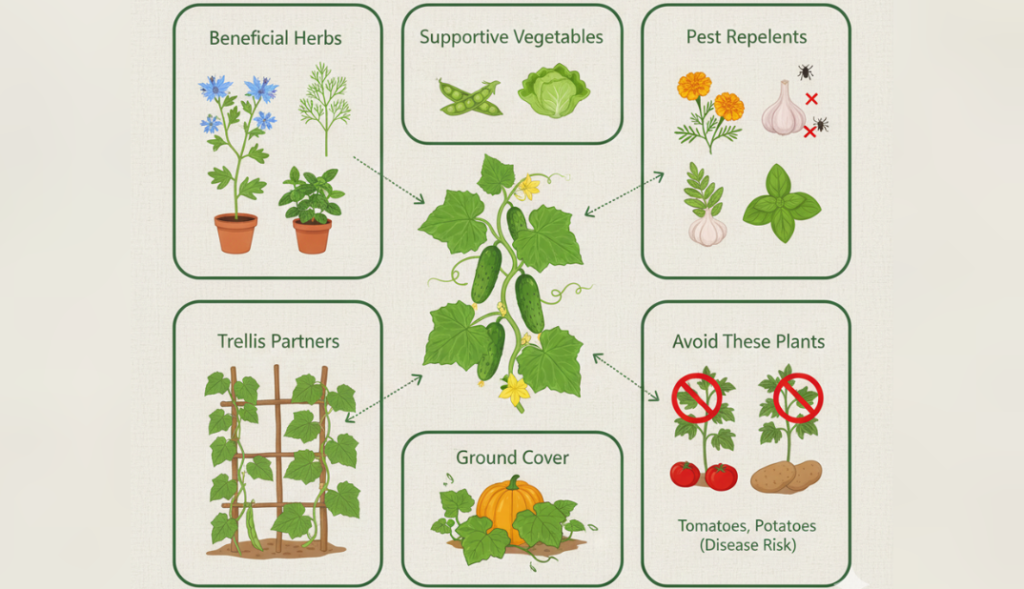 The Complete Guide to Cucumber Companion Plants: Ideal Neighbors, Growth Benefits, and Garden Planning Strategies