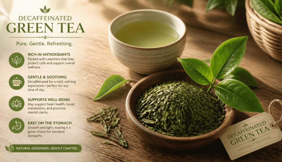 Decaffeinated Green Tea: How Much Caffeine Is Left? Benefits, EGCG, and Best Brewing Guide (2026)